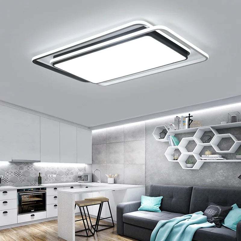 Clean Elegance: Living Room Ceiling Lights - Rectangular LED Lamp for Simple and Stylish Home Illumination