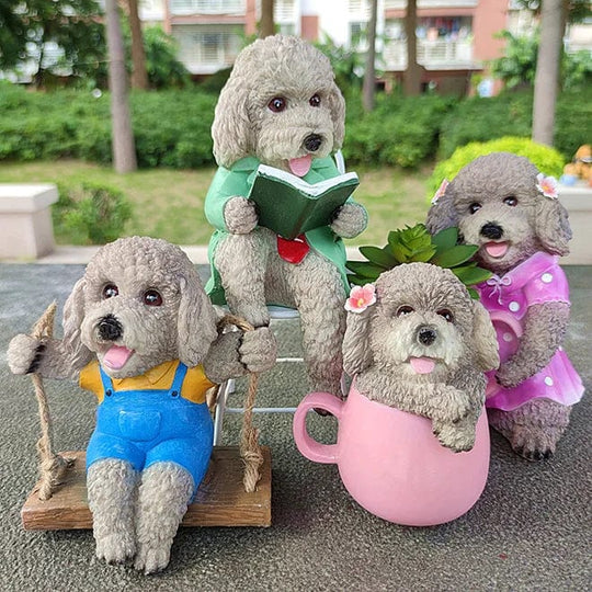 Playful Perfection: Hand-Painted Teddy Dog Resin Crafts, Not Easily Deformed