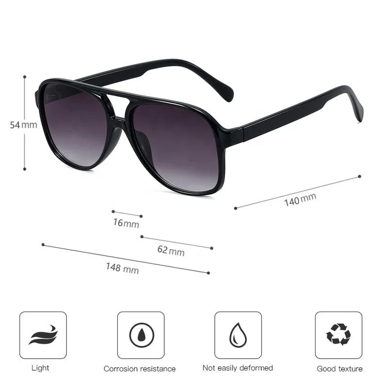High Quality Fashion Pilot Sunglasses - Big Frame Square Driving Sun Shades Glasses