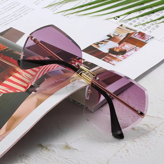 Luxury Designer Polygon Rimless Sunglasses: Fashionable Small Shades for Women