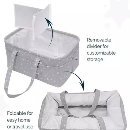 Baby Diaper Caddy Organizer with Multi Pockets - Foldable Felt Storage Bag