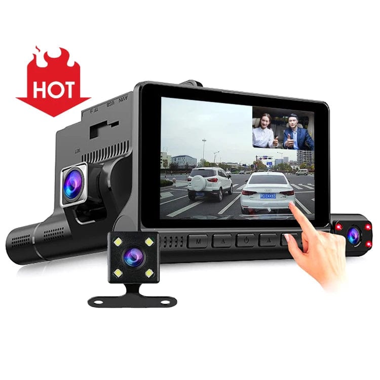 Car monitor autocatch Reversing Aid 1080P 3lens touch screen DVR dash cam car black box video camera