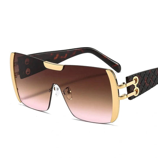 Luxury Fashion: Trendy Metal Square Oversized Sunglasses for Women