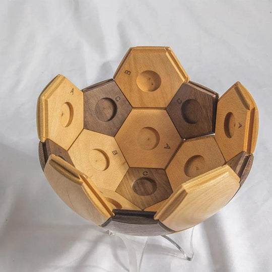 Mind Games: 3D Cube Adult Jigsaw IQ Brain Teaser - Solid Wood Football Puzzle