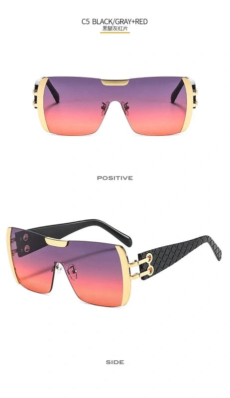 Luxury Fashion: Trendy Metal Square Oversized Sunglasses for Women