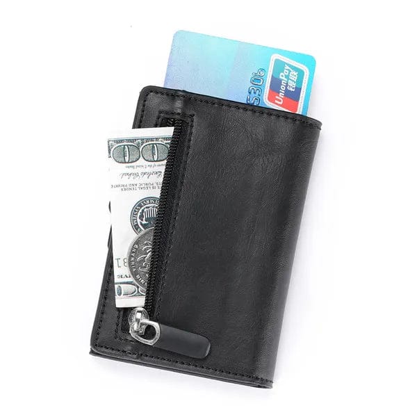 Streamlined Security: Smart Credit Card Holder in Carbon Fiber Wallet with Coin Purse