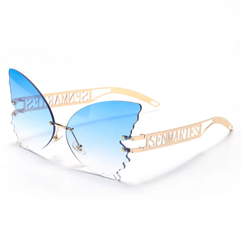 Designer Rimless Sunglasses: Luxury Brand, Gradient Butterfly Style for Women