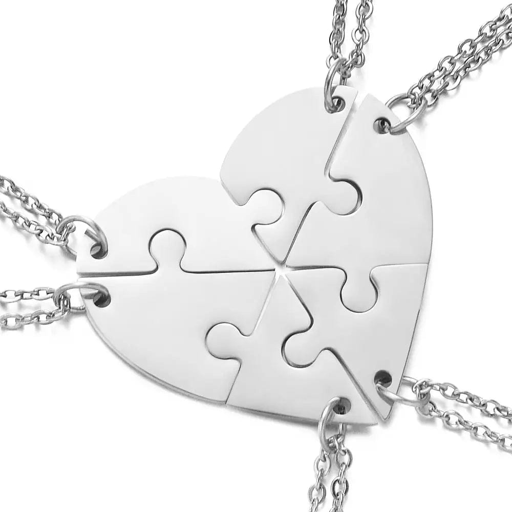 Forever Linked Hearts: Personalize Your Bond with Our Stainless Steel Puzzle Necklace