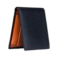 Contemporary Class: Carbon Fiber Leather Card Wallet - Bifold RFID Credit Card Holder