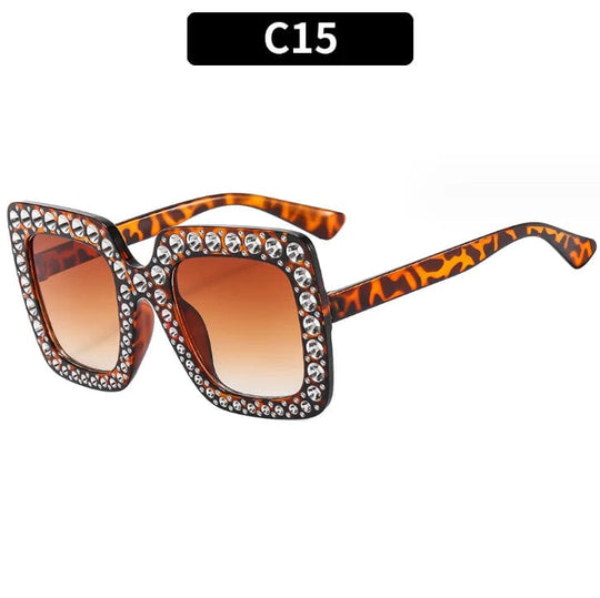 Luxury Oversize Retro Square Sunglasses with Rhinestone Bling: Newest Fashion for Women