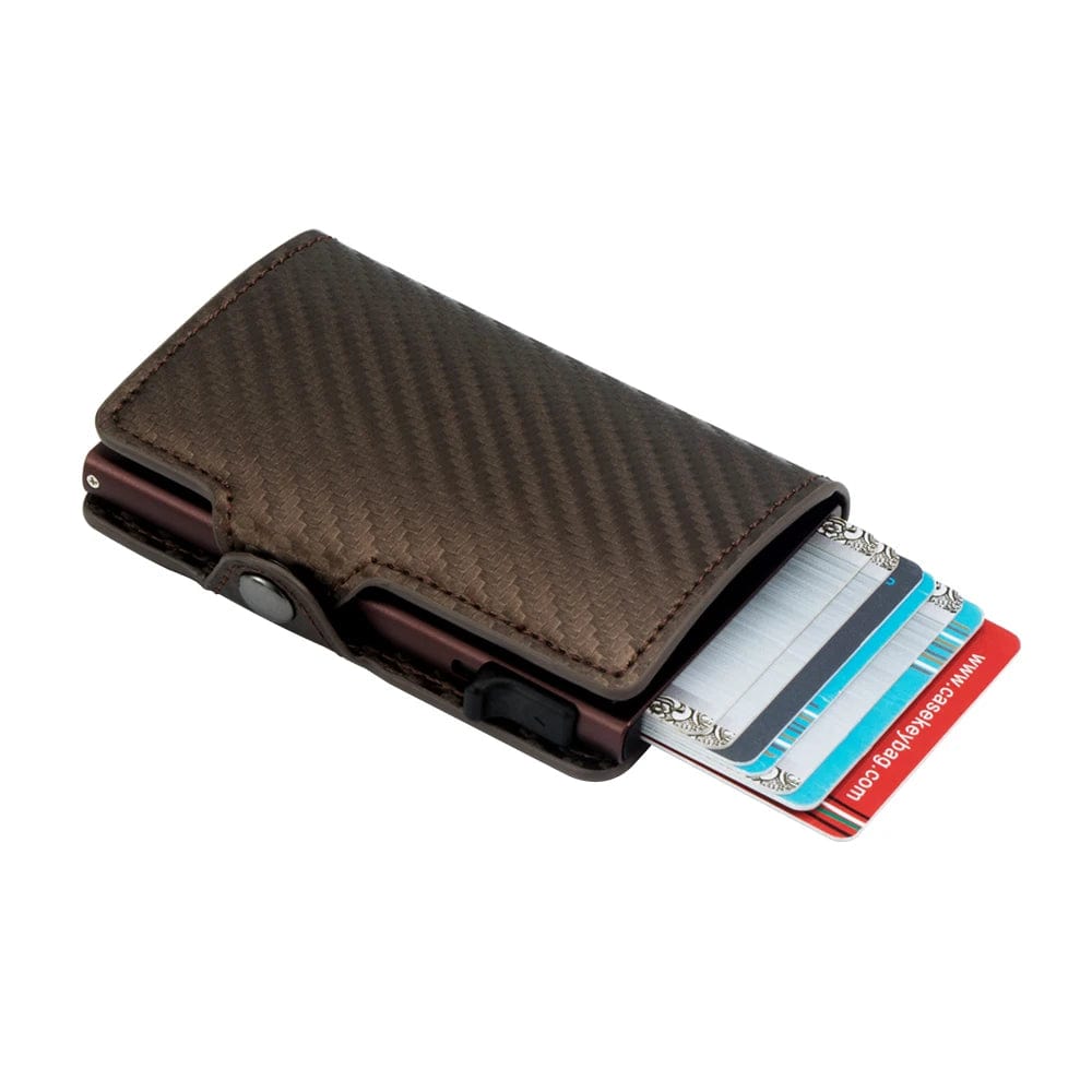 Tech meets Style: Slim Carbon Fiber PU Leather Smart Wallet with RFID Pop-Up Card Holder