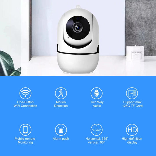 FHD 1080P WiFi Pet/Baby Monitoring Camera: Smart Tracking IP Surveillance