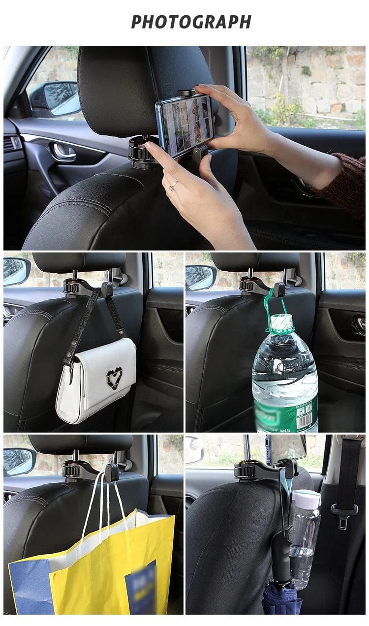 On-the-Go Essentials: Phone Holder, Bag Hanger, and More with Car Seat Hooks!