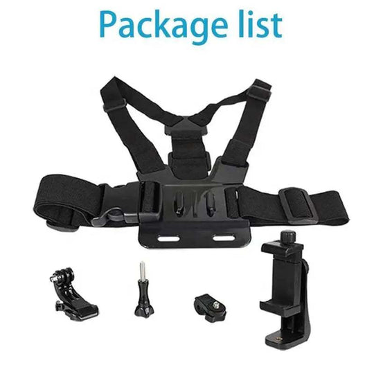 Kaliou 2-in-1 Adjustable Elastic Mobile Phone Holder Chest Mount Harness Strap - Sports Camera Accessories