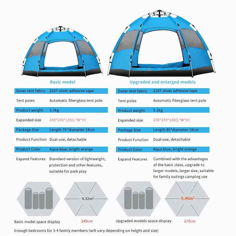 Luxury in Nature: Glamping 3-4 Person Pop Up Hexagon Tent with Advanced Venting