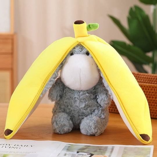 Donkey to Banana Transforming Plush Doll | Unique Fruit-Themed Soft Toy