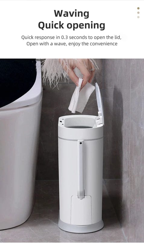 Smart and Stylish: Introducing the Household Waterproof Sensor Bin with Toilet Brush