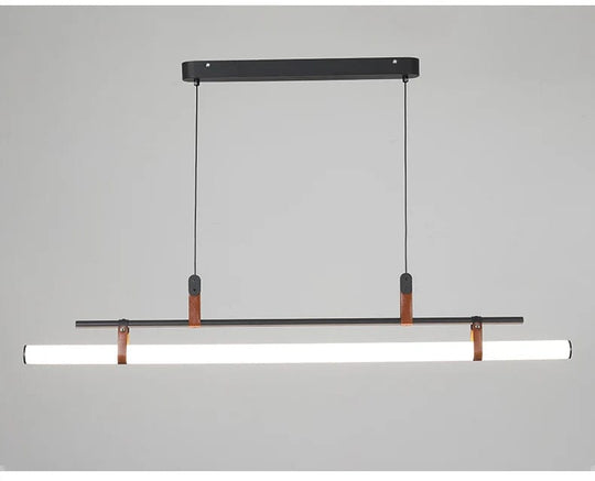 Minimalist Long Pendant Lights - Leather Belt Chandeliers in Black and Gold - Perfect for Kitchen, Dining Room, Office, and Cafe