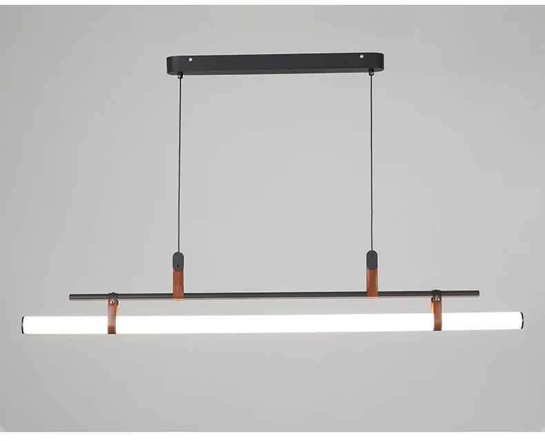 Minimalist Long Pendant Lights - Leather Belt Chandeliers in Black and Gold - Perfect for Kitchen, Dining Room, Office, and Cafe