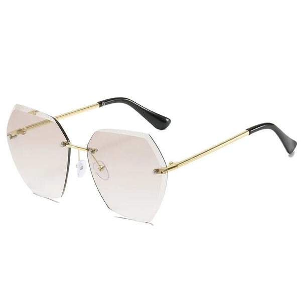 Luxury Designer Polygon Rimless Sunglasses: Fashionable Small Shades for Women