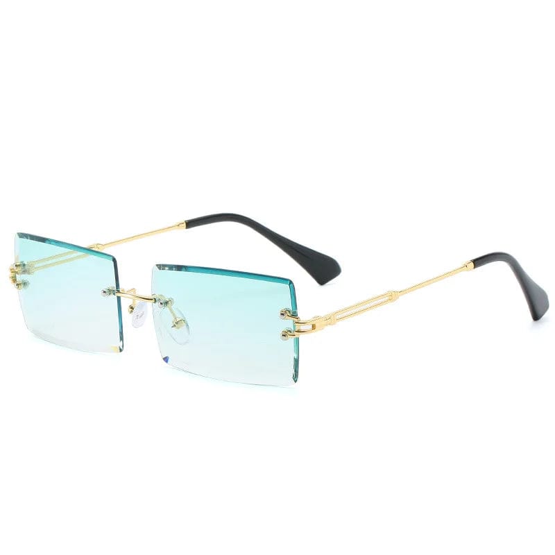 Trendy Luxury Vintage Rectangle Sunglasses for Women: Oversized Rimless Shades