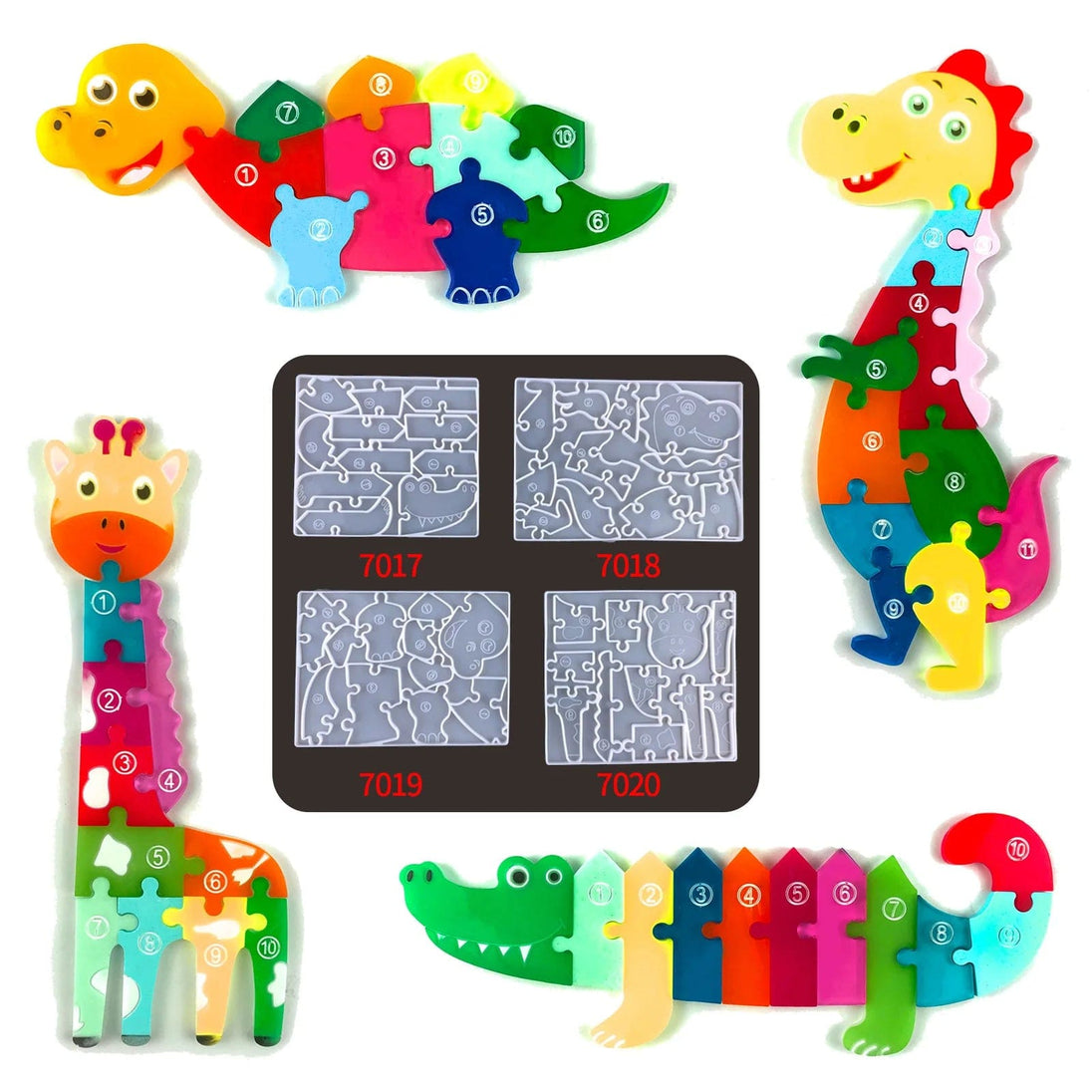 Craft Your Jurassic World: Dive into Creativity with our Silicone Epoxy Dinosaur Puzzle Molds