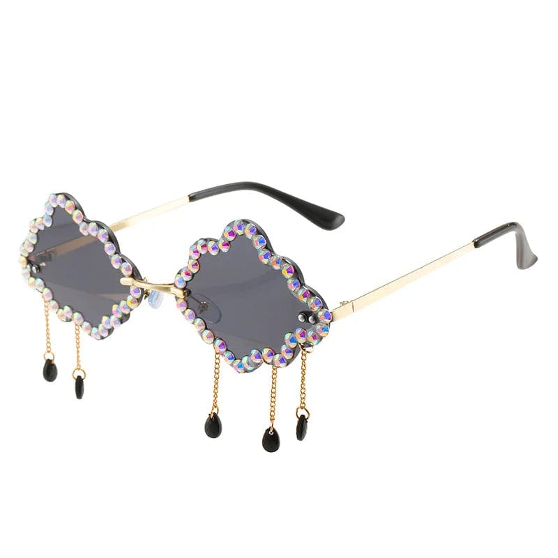 Luxury Trendy Cloud-Shaped Shades - Fashion Designer Rhinestone Sunglasses for Women