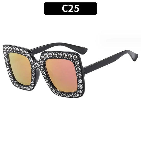 Luxury Oversize Retro Square Sunglasses with Rhinestone Bling: Newest Fashion for Women