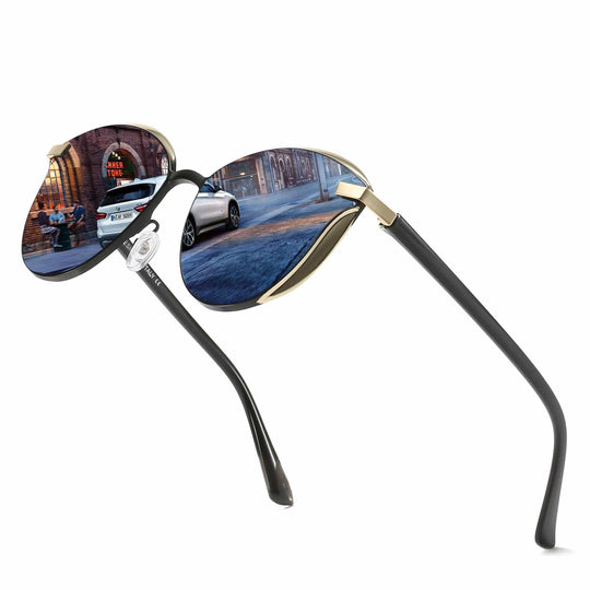 Cat Eye Round Polarized Sunglasses for Men and Women - Fashionable Shades for a Classic Look