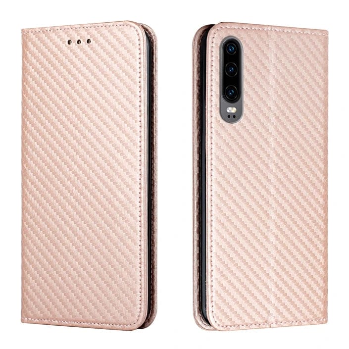 Carbon Fiber Magnetic Flip Leather Case for Huawei P30 Pro and P40 Lite E 9A 20 10i Wallet Cover