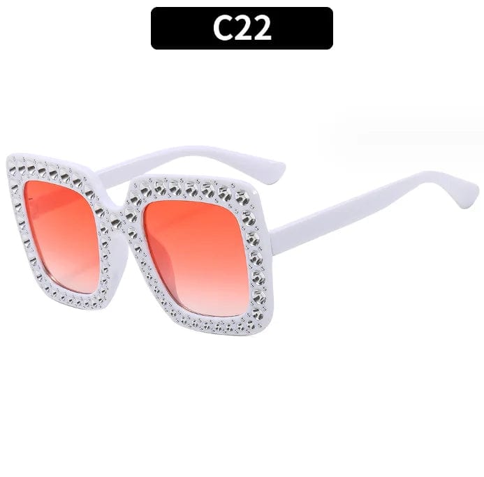 Luxury Oversize Retro Square Sunglasses with Rhinestone Bling: Newest Fashion for Women