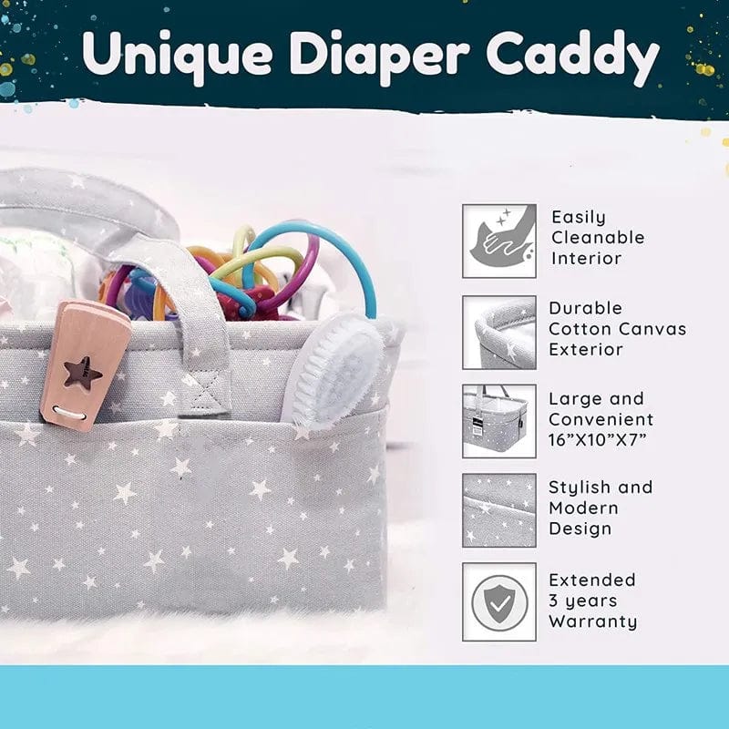 Baby Diaper Caddy Organizer with Multi Pockets - Foldable Felt Storage Bag