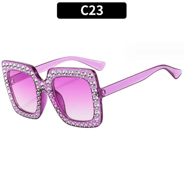 Luxury Oversize Retro Square Sunglasses with Rhinestone Bling: Newest Fashion for Women