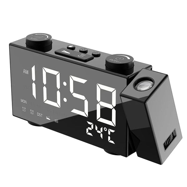 LED Projection Alarm Clock: Digital Table or Wall Clock with Radio Functionality