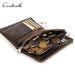 Vintage Elegance Meets Tech: Men's Smart RFID Bifold Airtag Wallet Holder with Crackled Leather