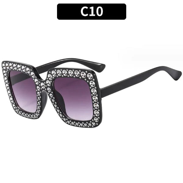 Luxury Oversize Retro Square Sunglasses with Rhinestone Bling: Newest Fashion for Women