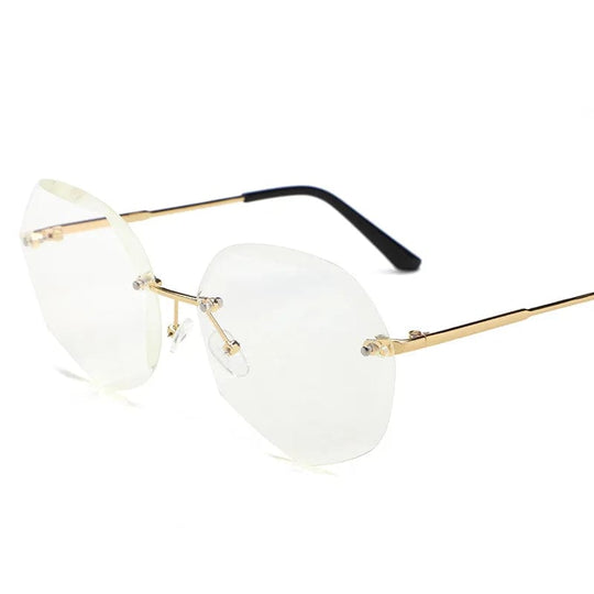 Stylish UV400 Oversized Rimless Sunglasses for Women - Trendy Fashion Eyewear