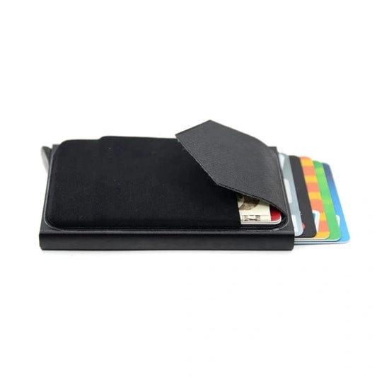RFID Blocking Auto pop-up Card Holder Smart Wallet PU Leather Money Clip Front Pocket Card Holder