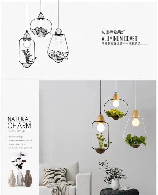 Botanical Elegance: Hanging Plant Decorative Lighting - Iron Plant Ceiling LED Chandeliers for Balconies