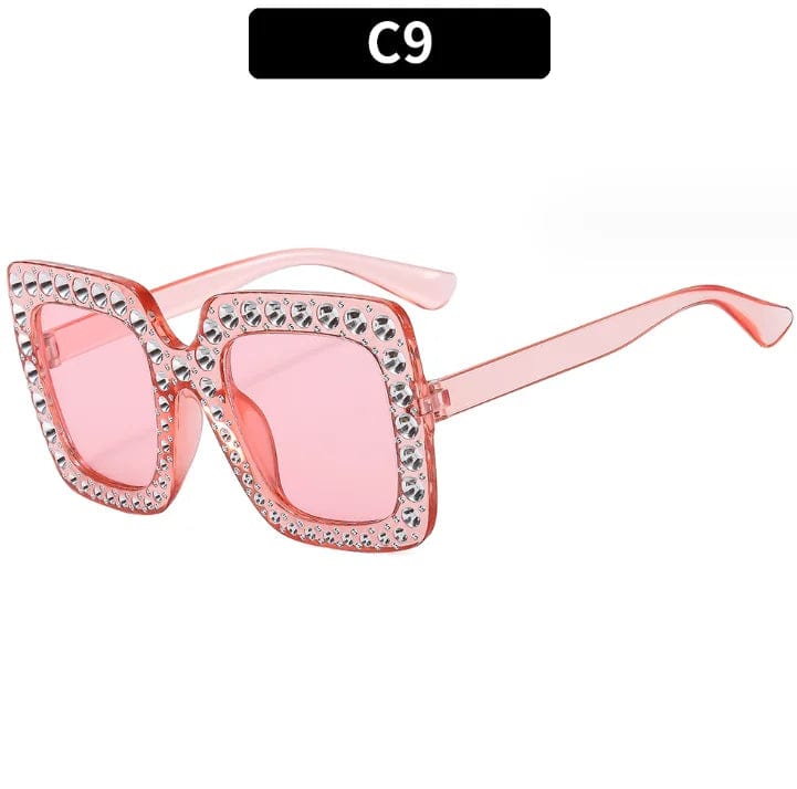 Luxury Oversize Retro Square Sunglasses with Rhinestone Bling: Newest Fashion for Women