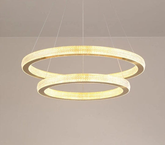 Nordic Elegance: Round Ring Pendant Light - Gold Chandelier for Bedroom, Living, and Dining Spaces