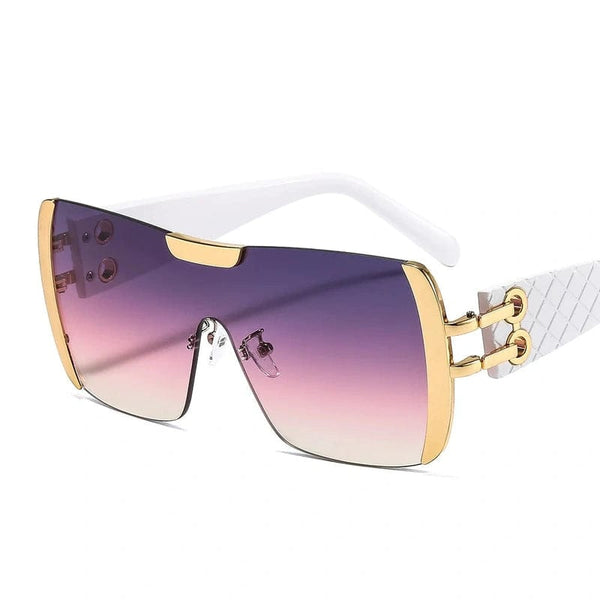 Luxury Fashion: Trendy Metal Square Oversized Sunglasses for Women