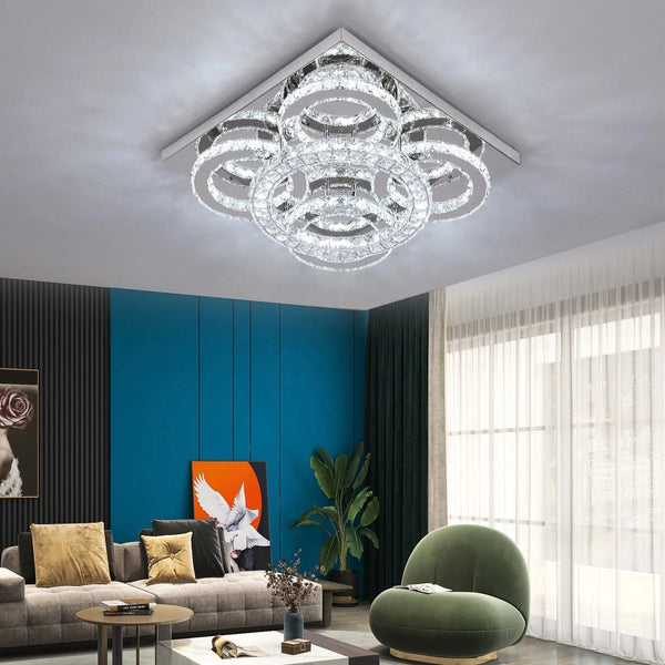 Dine in Elegance: Crystal LED Ceiling Lamp - Modern Dining Room Lighting for a Glamorous Experience