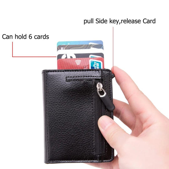 Security Meets Style: Metal Business Blocking Card Holder RFID Wallet with Soft Leather Touch