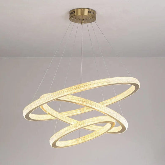 Nordic Elegance: Round Ring Pendant Light - Gold Chandelier for Bedroom, Living, and Dining Spaces