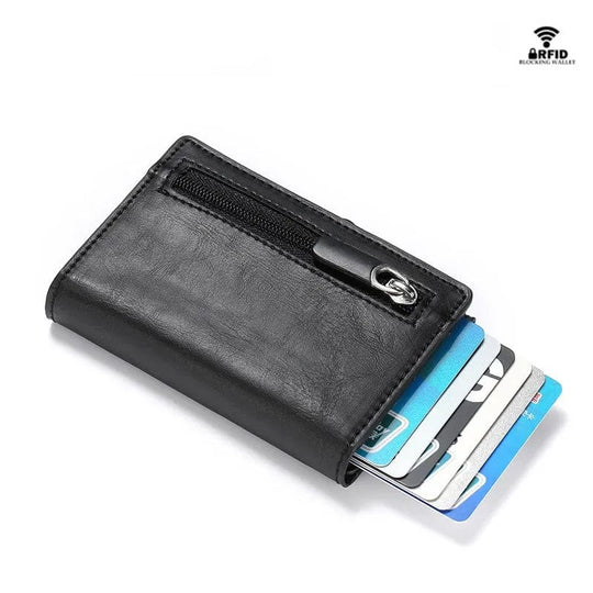 Tech-Savvy Elegance: RFID Coin Purse Carbon Fiber Wallet with Single Box Smart Credit Card Holder