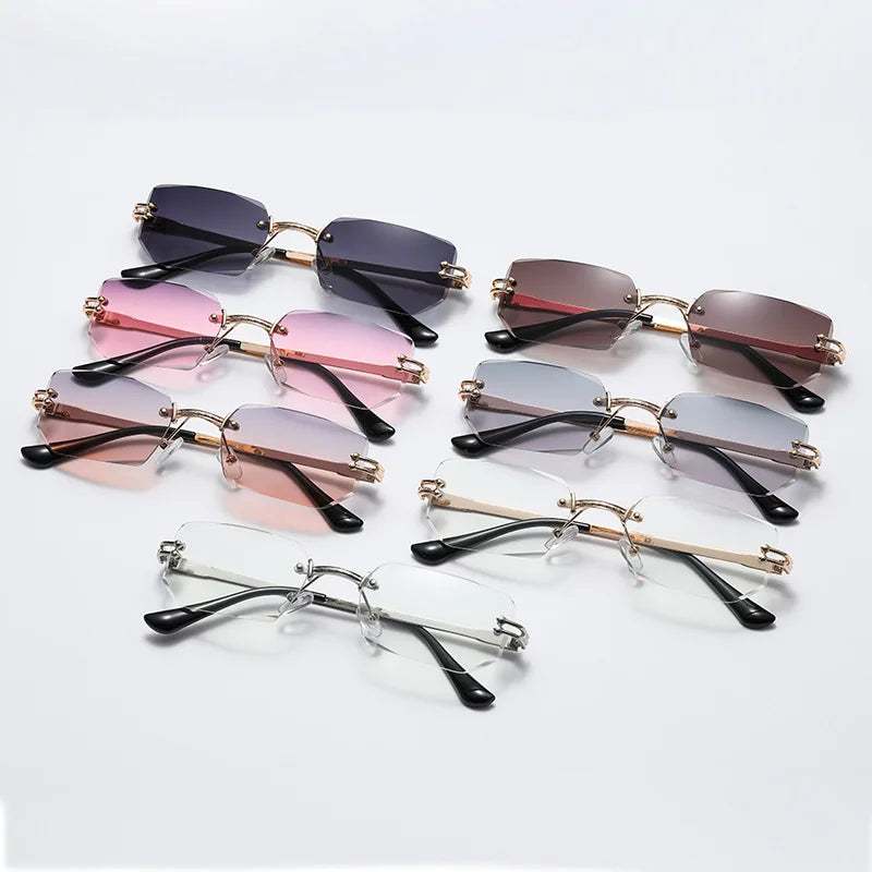 Trendy Polygon Rimless Sunglasses for Women - Fashionable Frameless Ins Sunglasses