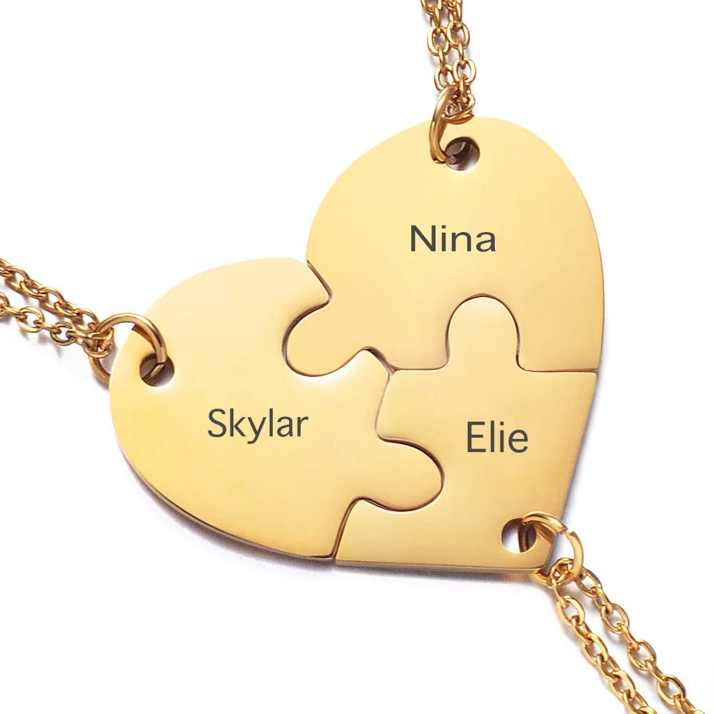 Forever Linked Hearts: Personalize Your Bond with Our Stainless Steel Puzzle Necklace