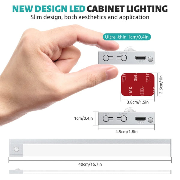 USB Rechargeable Magnetic Wall Motion Sensor Night Lamp Warodrobe Light Under Led Cabinet Closet Lights