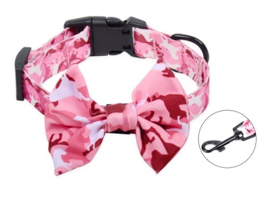 Reversible Tactical Dog Harness Set with Bowknot Collar and Leash